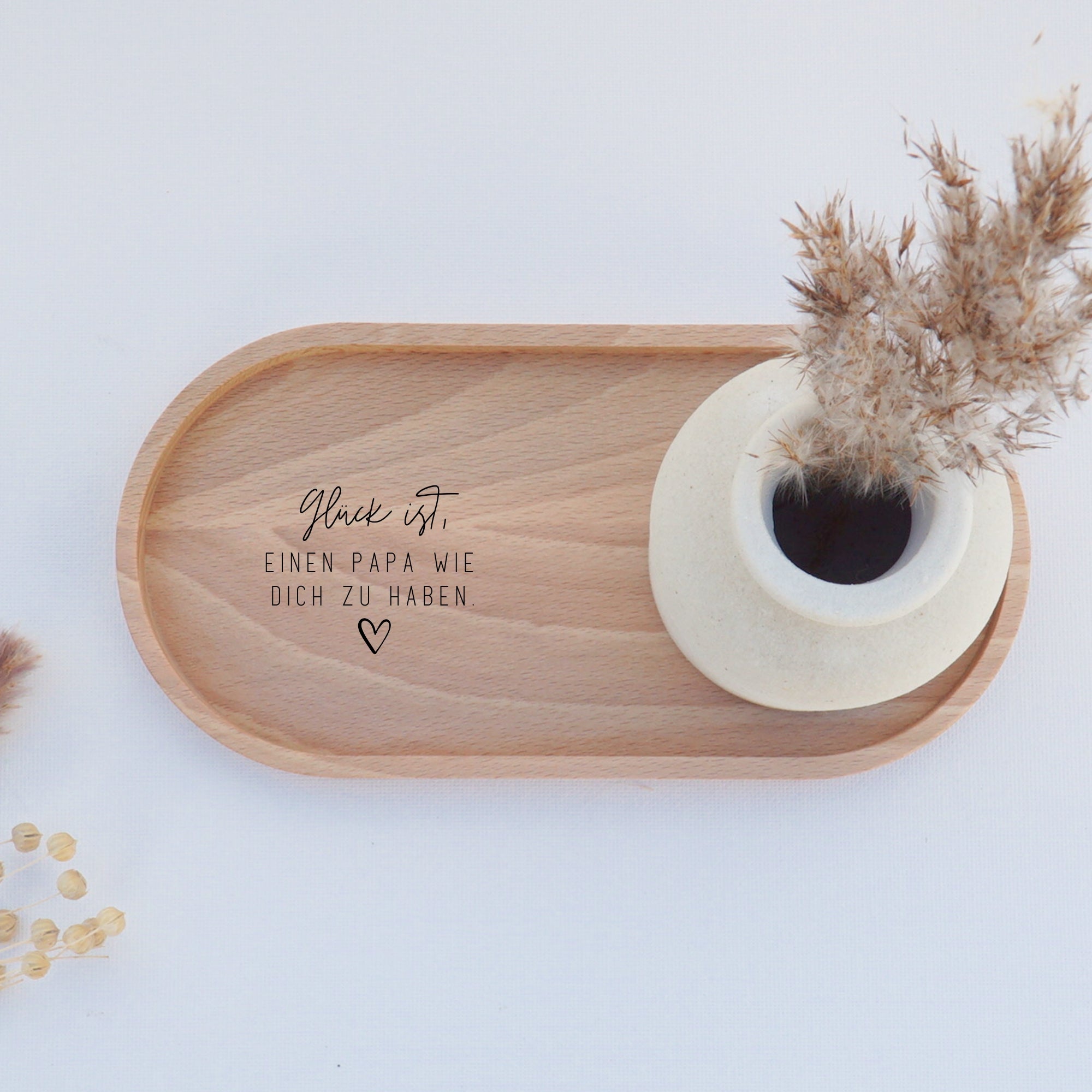 Mini Holztablett Eiche - Glück Papa - 100% FSC® - KANU-20