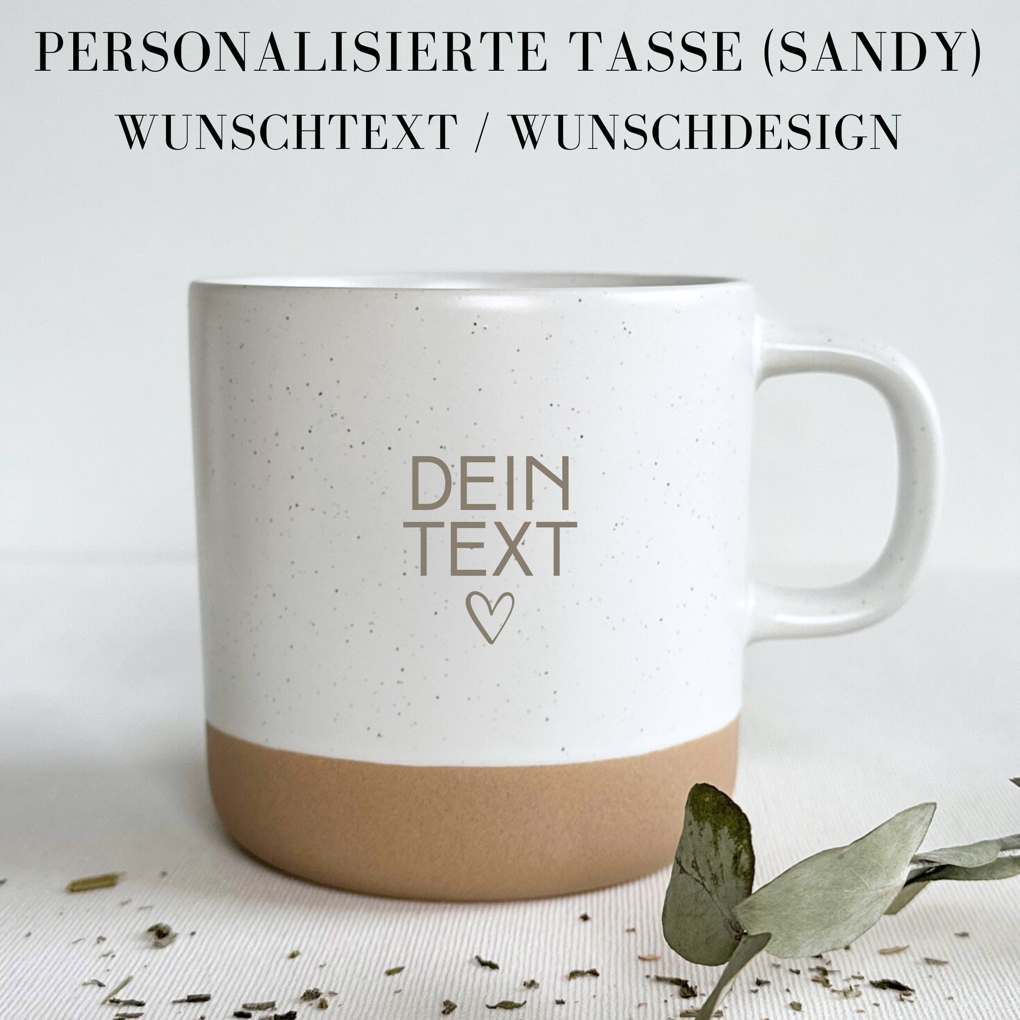 Personalisierte Steingut Tasse - SANDY